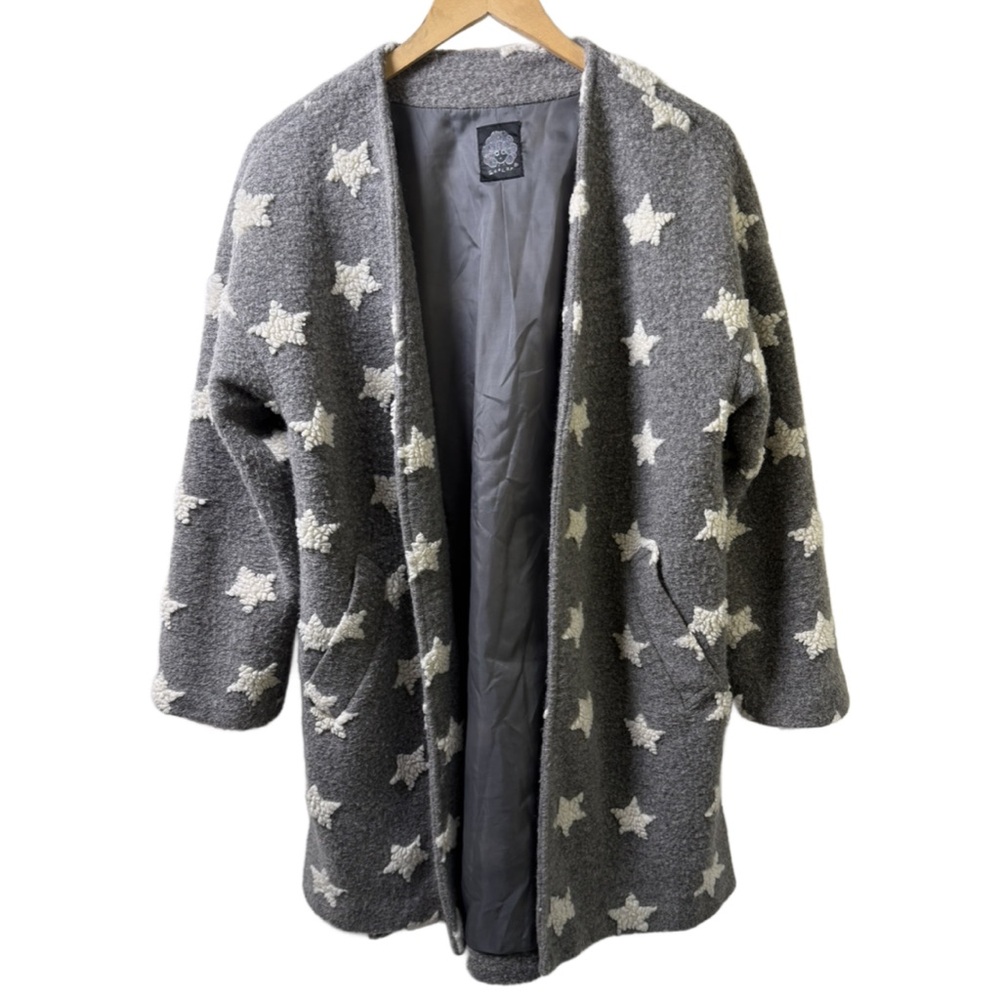 Scolar Gray Star Pattern Pea Coat